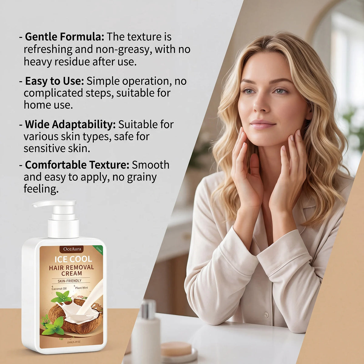 Ice Cool Painless Hair Removal Cream for Face and Body