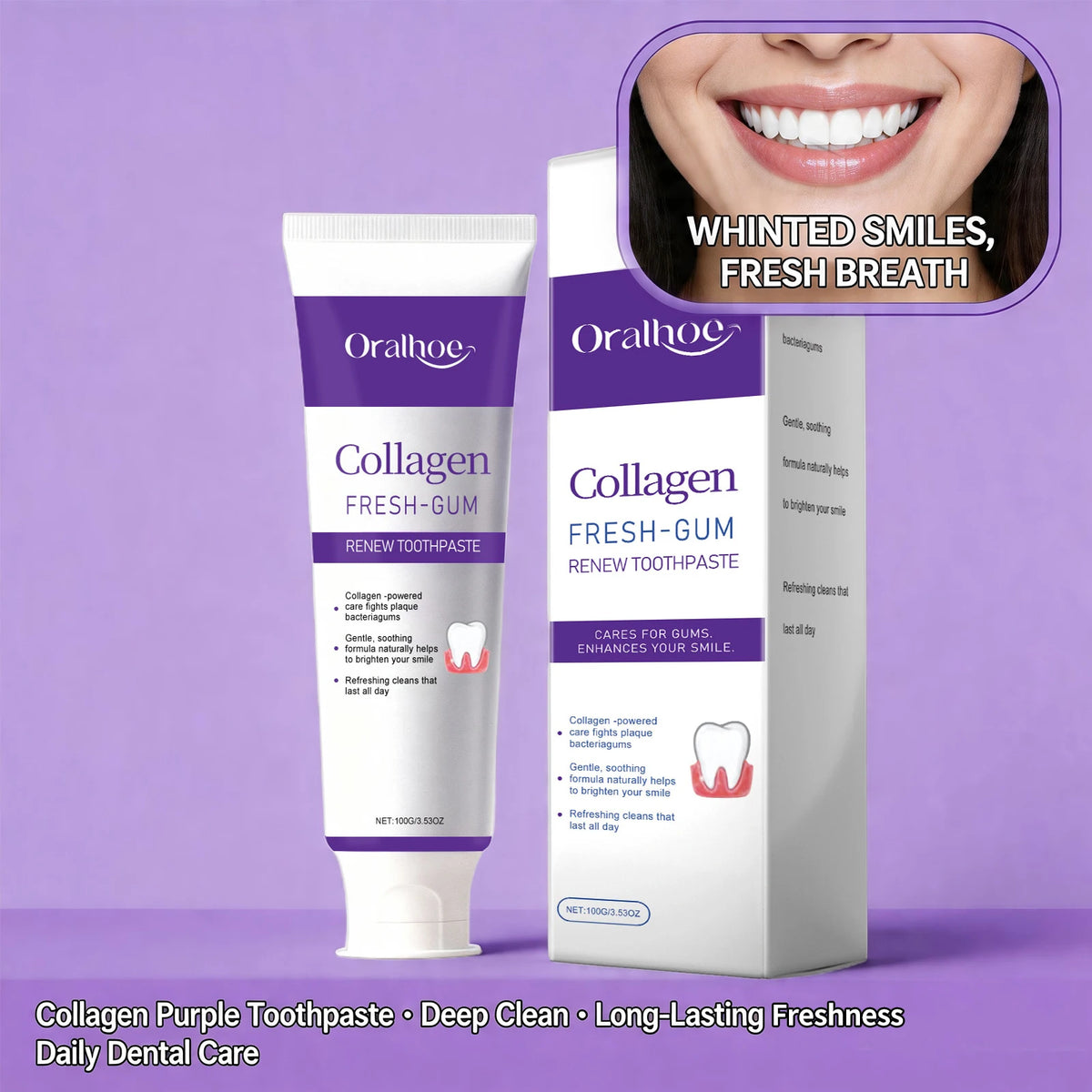Collagen Whitening Toothpaste for Gum Care and Fresh Breath