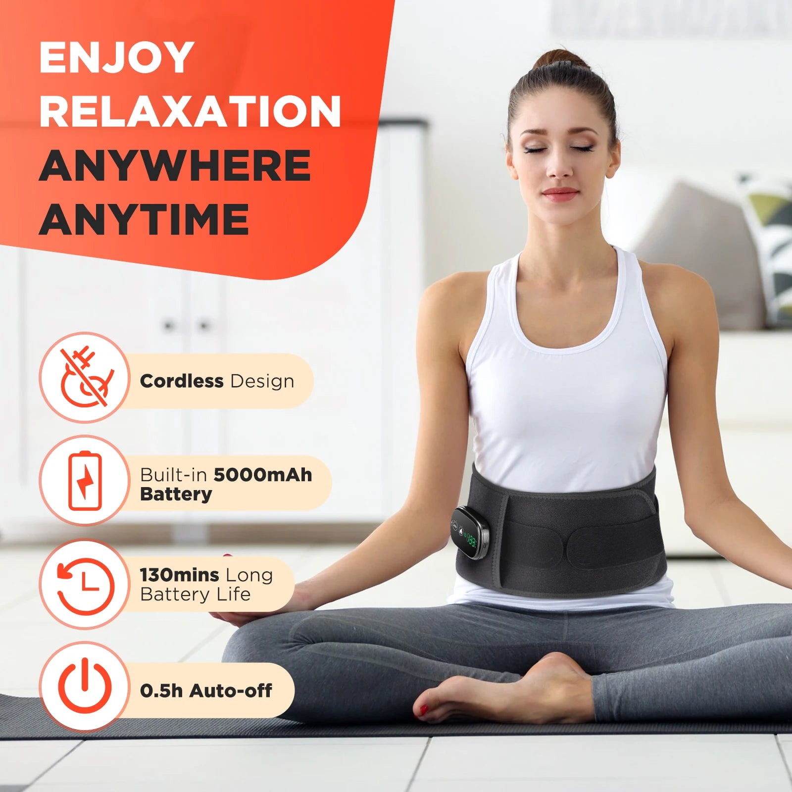 Cordless Heated Vibration Back Massage Belt - 5