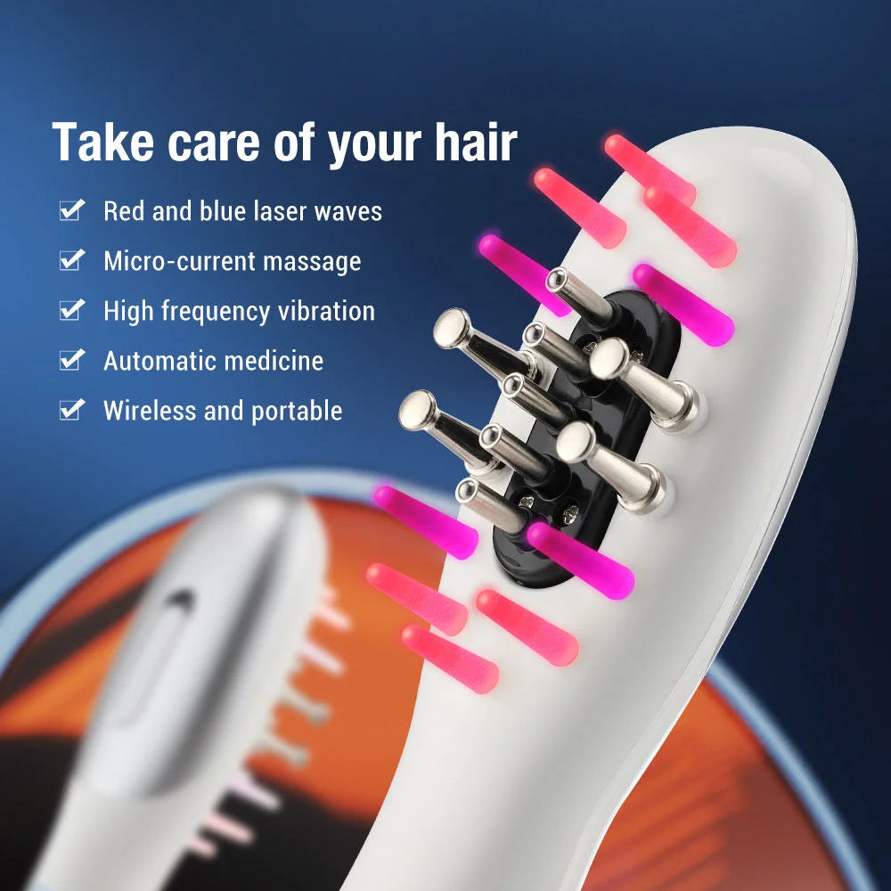 Electric EMS Scalp Massager and Hair Oil Applicator Comb