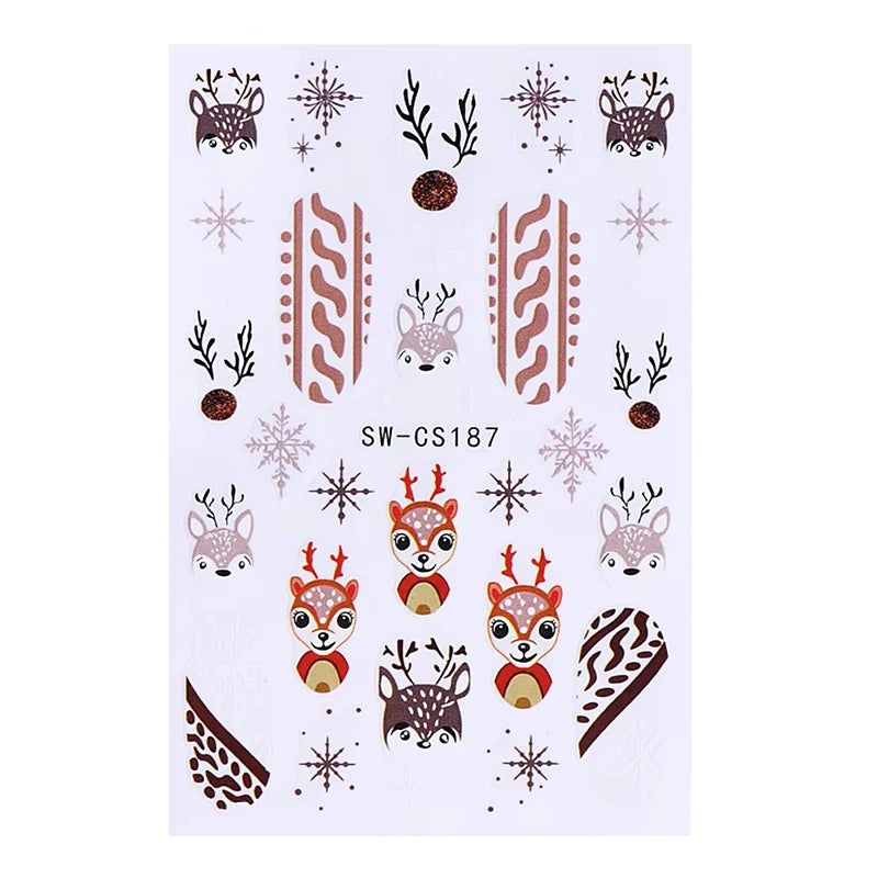 3D Christmas Cartoon Nail Art Sticker Decals