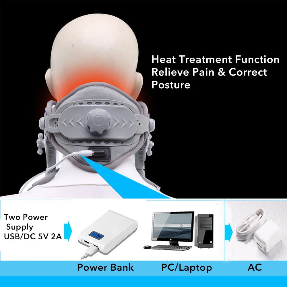 Heated Adjustable Cervical Neck Traction Stretcher and Support - 3