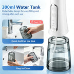 Cordless Water Dental Flosser with 4 Cleaning Modes and 300ml Tank