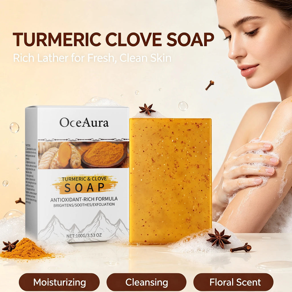 Turmeric and Clove Exfoliating Brightening Soap Bar for Face and Body