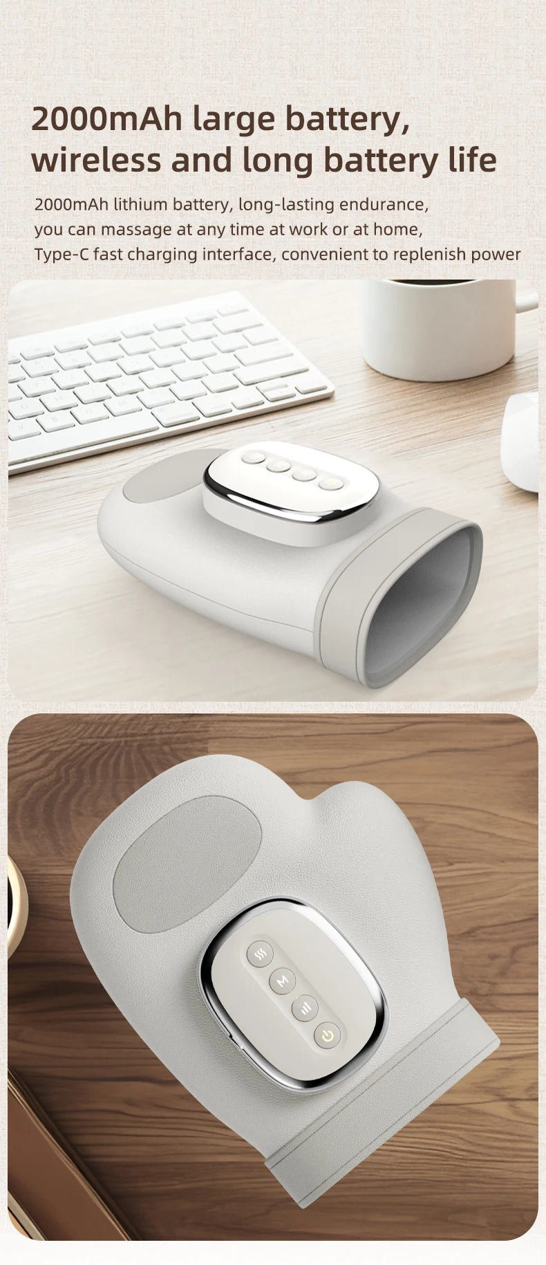 Rechargeable Hand and Wrist Massager with Heat and Air Compression