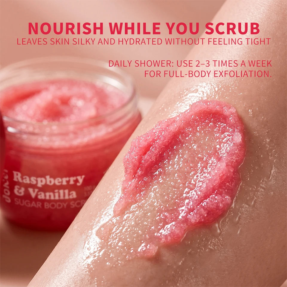 Raspberry Vanilla Sugar Body Scrub for Smooth Exfoliated Skin