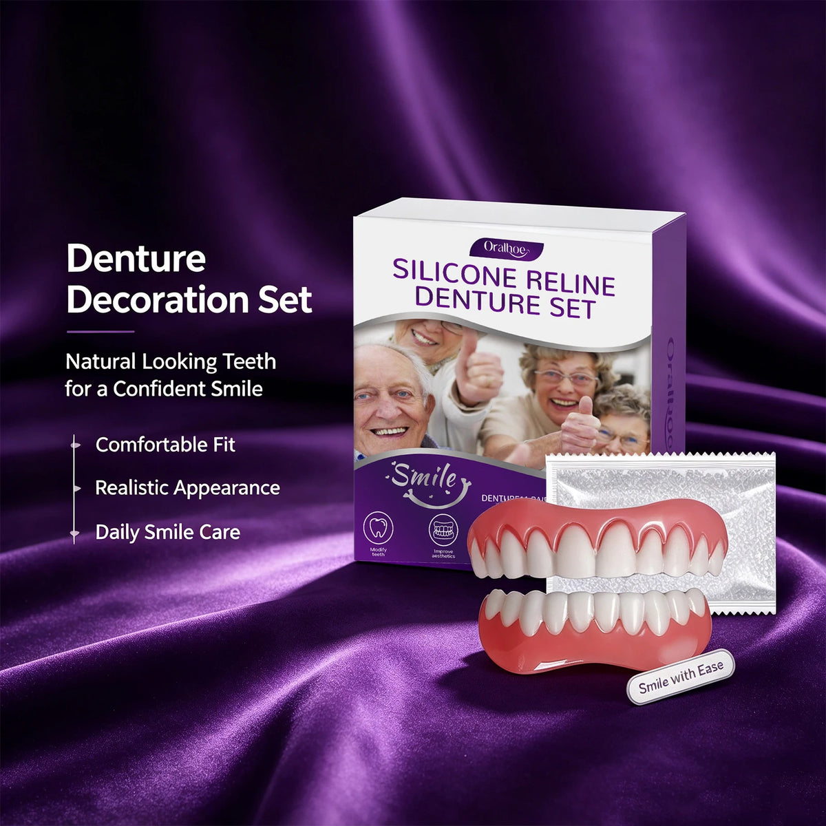 Cosmetic Silicone Denture Set for Natural Smile