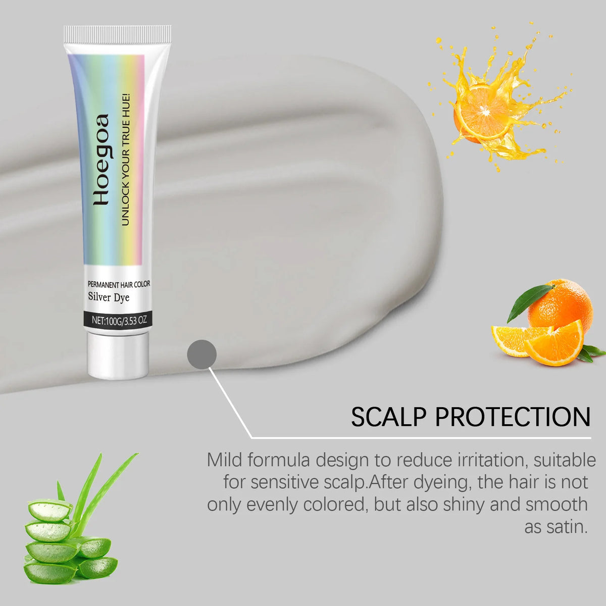 Permanent Silver Gray Hair Coloring Cream