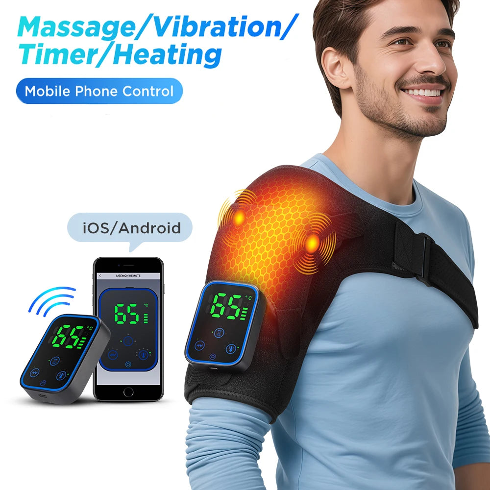 Cordless Heated Shoulder Massager with Vibration and App Control