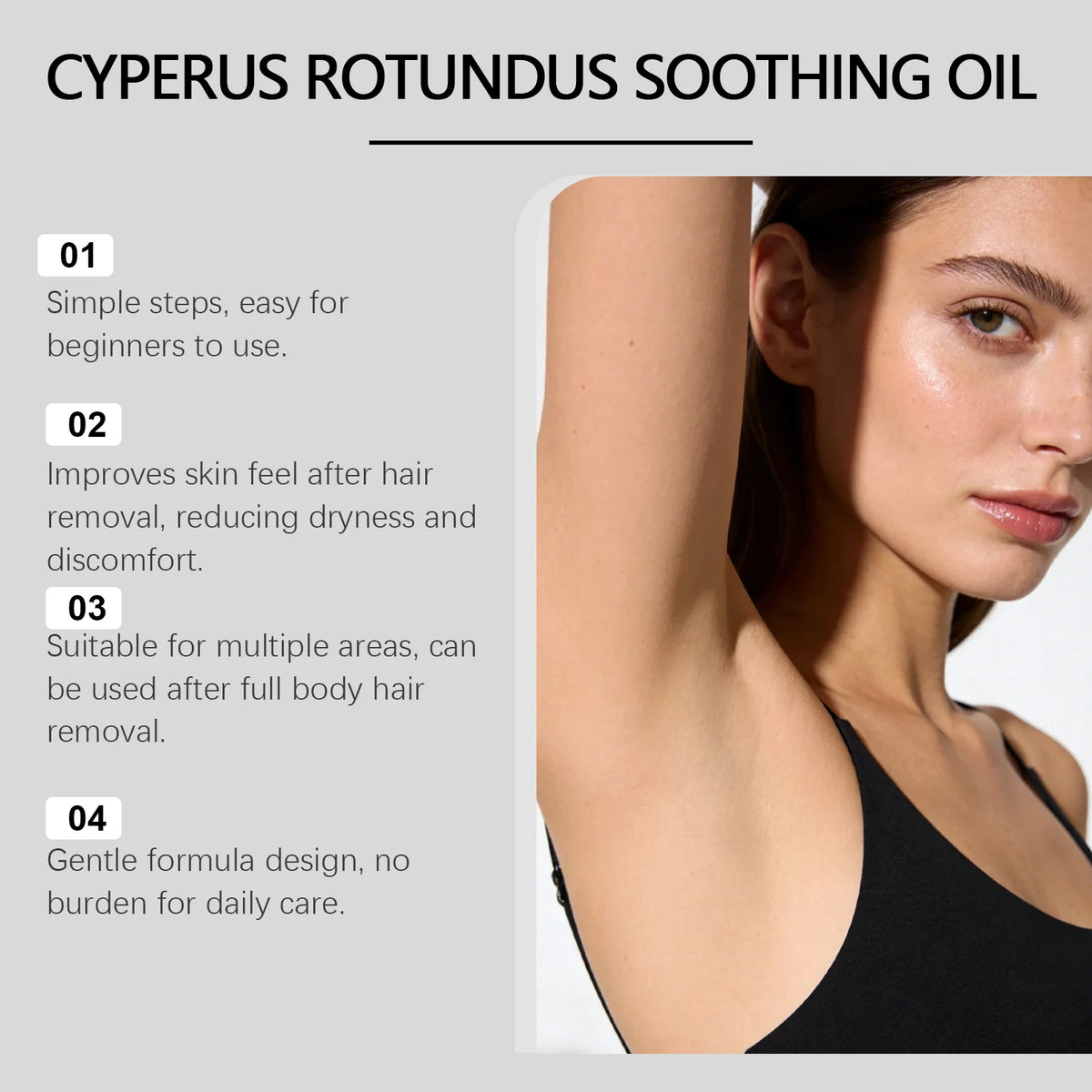 Cyperus Herbal Oil for Hair Growth Inhibition and Skin Soothing