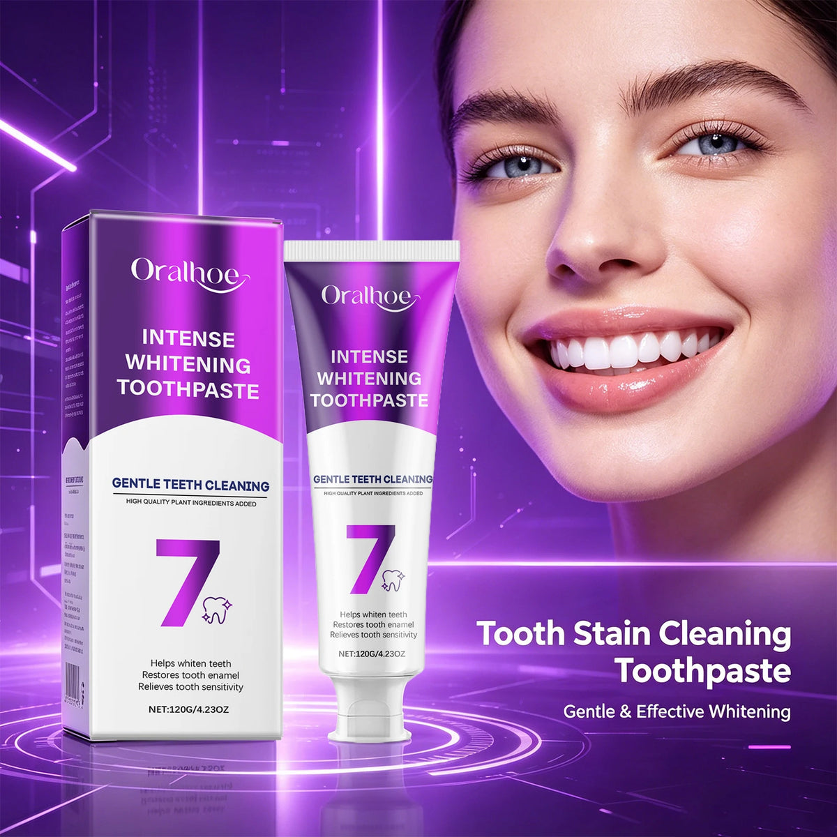 Intense Whitening Toothpaste for Stain Removal and Enamel Repair