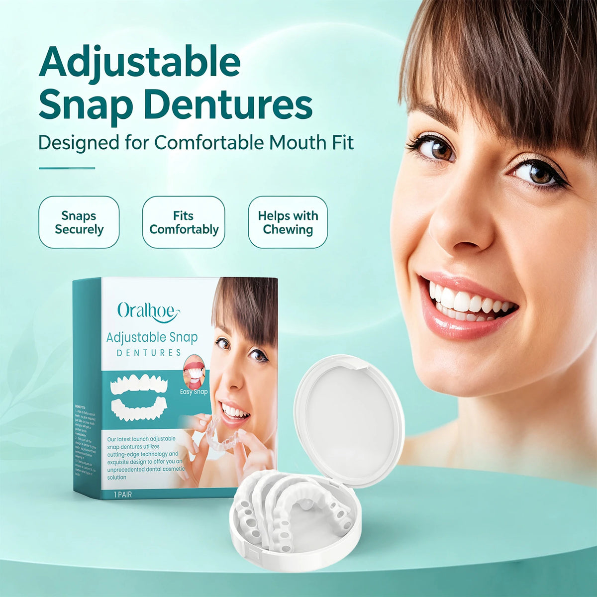Adjustable Snap-On Dentures for Missing Teeth Repair