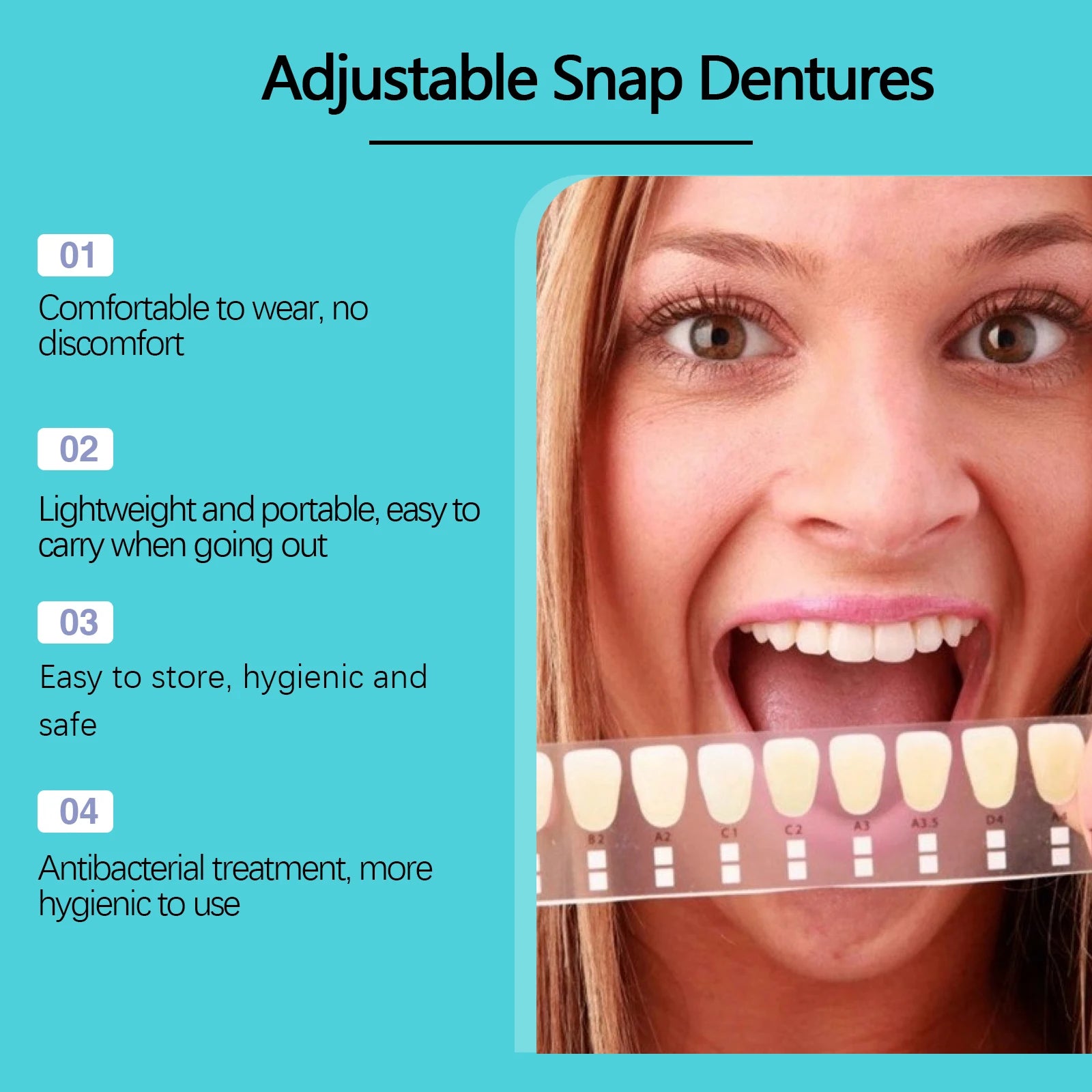 Adjustable Snap-On Dentures for Missing Teeth Repair - 10