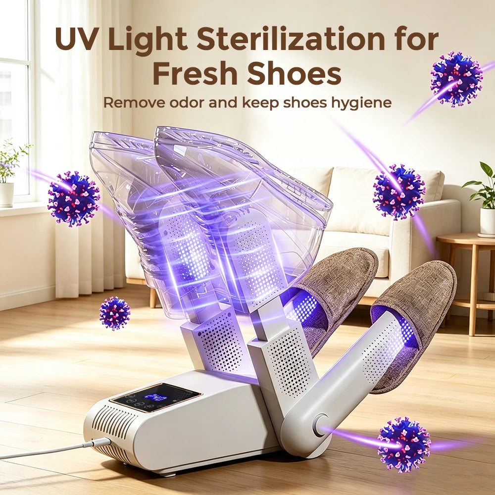 4-Tube Foldable Shoe and Boot Dryer with UV Sterilization