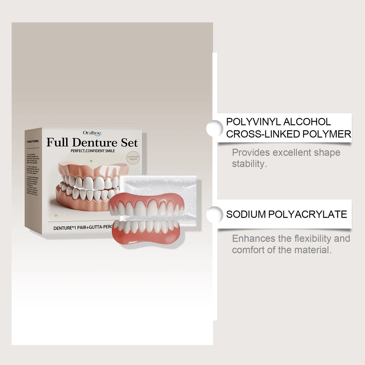 Temporary Silicone Cosmetic Denture Set for Smile Restoration