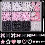 3D Mixed Nail Art Decoration Set with Bows, Flowers, and Pearls