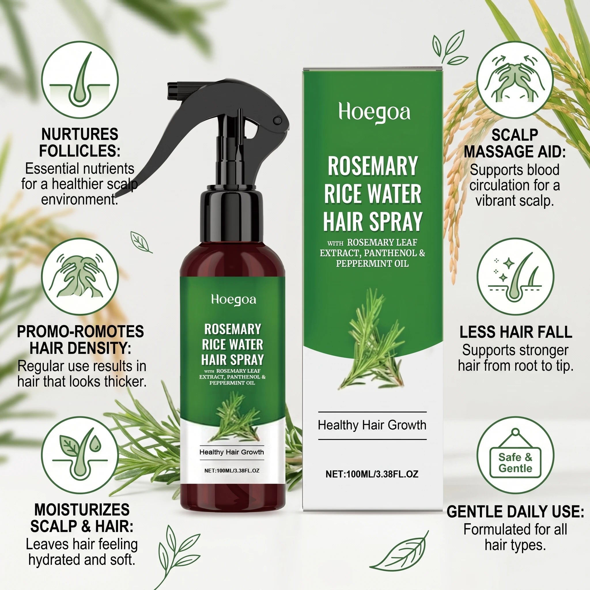 Rosemary Rice Water Hair Growth and Strengthening Spray - 8