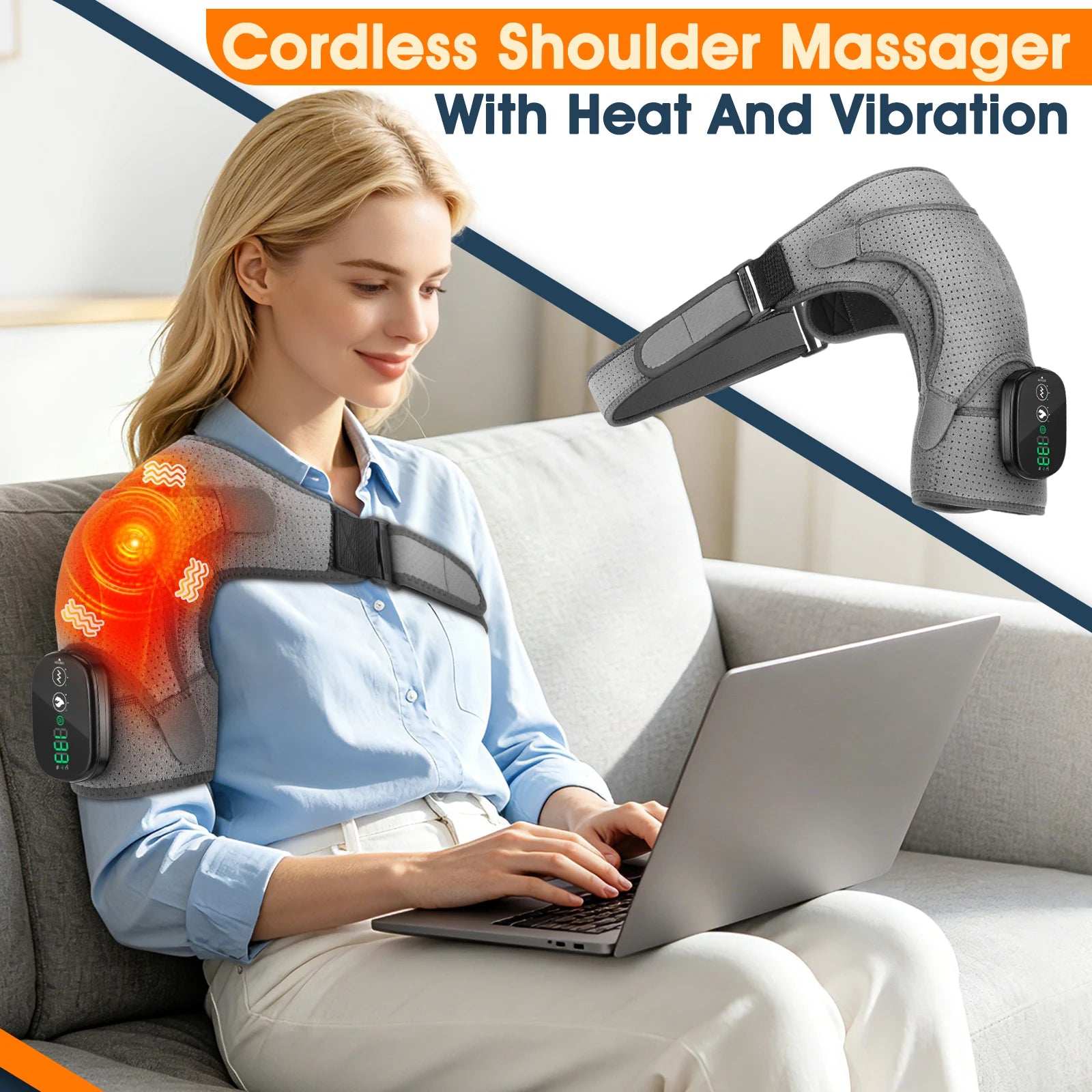 Cordless Heated Shoulder Massager with Vibration - 1