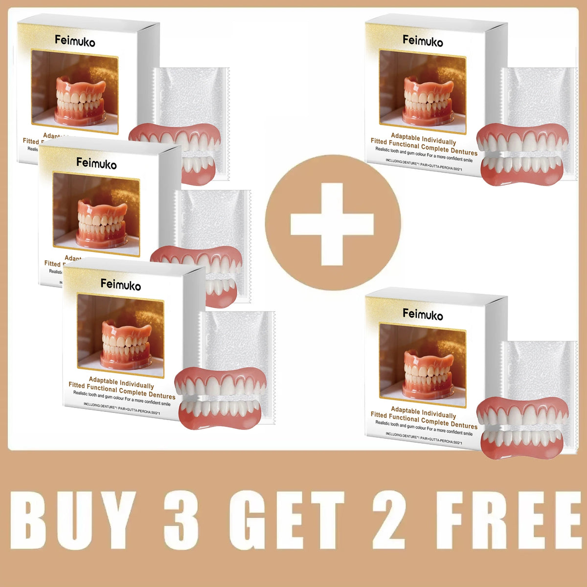 Soft Silicone Denture Adhesive and Comfort Kit for Upper and Lower Teeth
