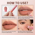 2-in-1 Waterproof Lip Cream and Blush with Cushion Applicator