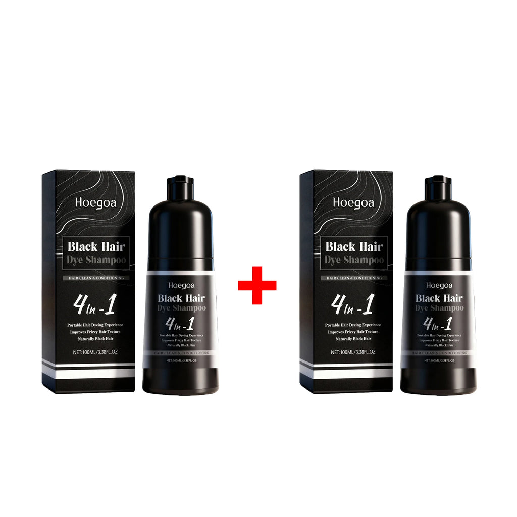 4-in-1 Black Hair Dye Shampoo for Gray Coverage