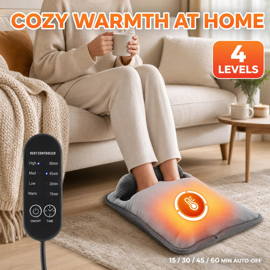Electric Heated Foot Warmer with 4 Temperature and Timer Settings