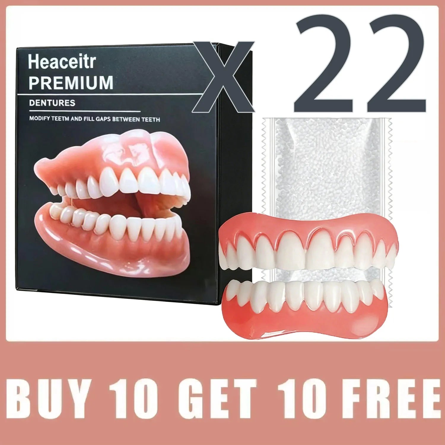 Instant Cosmetic Dentures for Upper and Lower Teeth