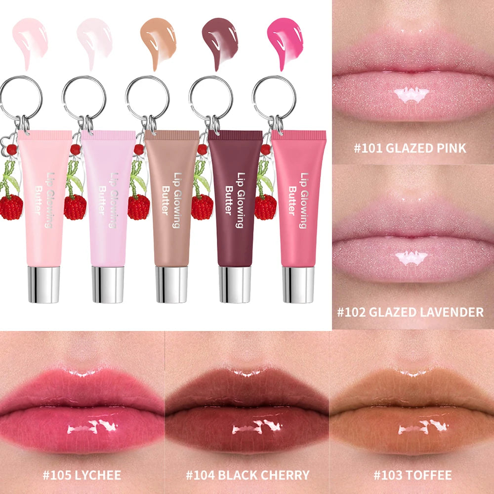 Moisturizing Lip Glowing Butter Gloss with Keychain - 1