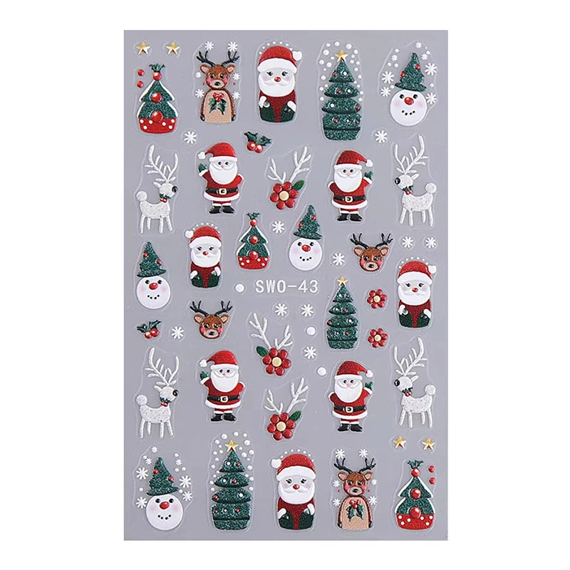 3D Christmas Cartoon Nail Art Sticker Decals