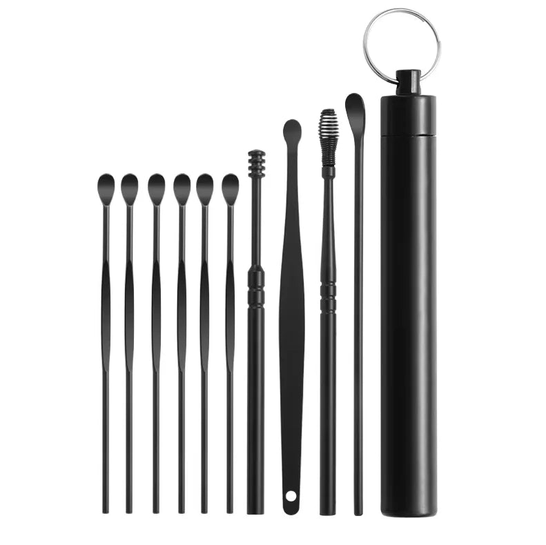 Stainless Steel Ear Wax Removal Cleaning Kit with Storage Case - 15