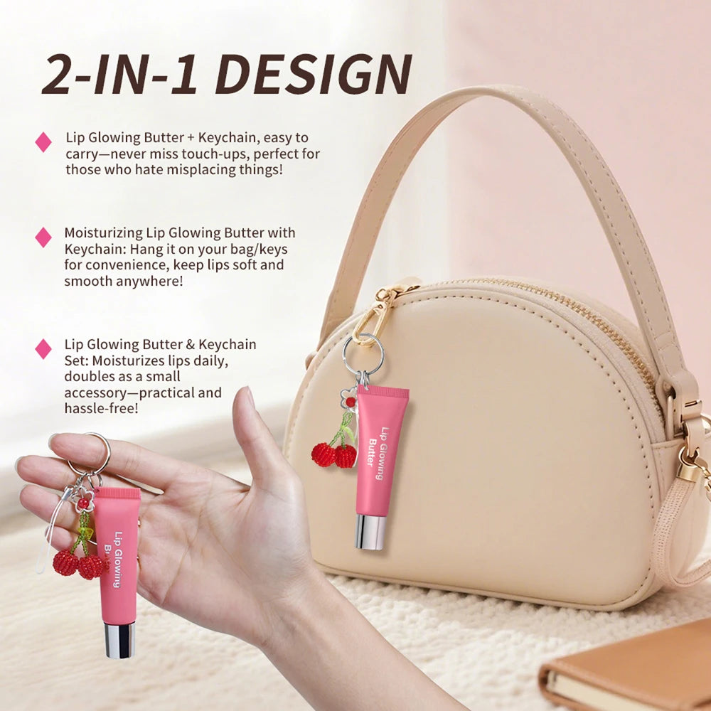 Moisturizing Lip Glowing Butter Gloss with Keychain