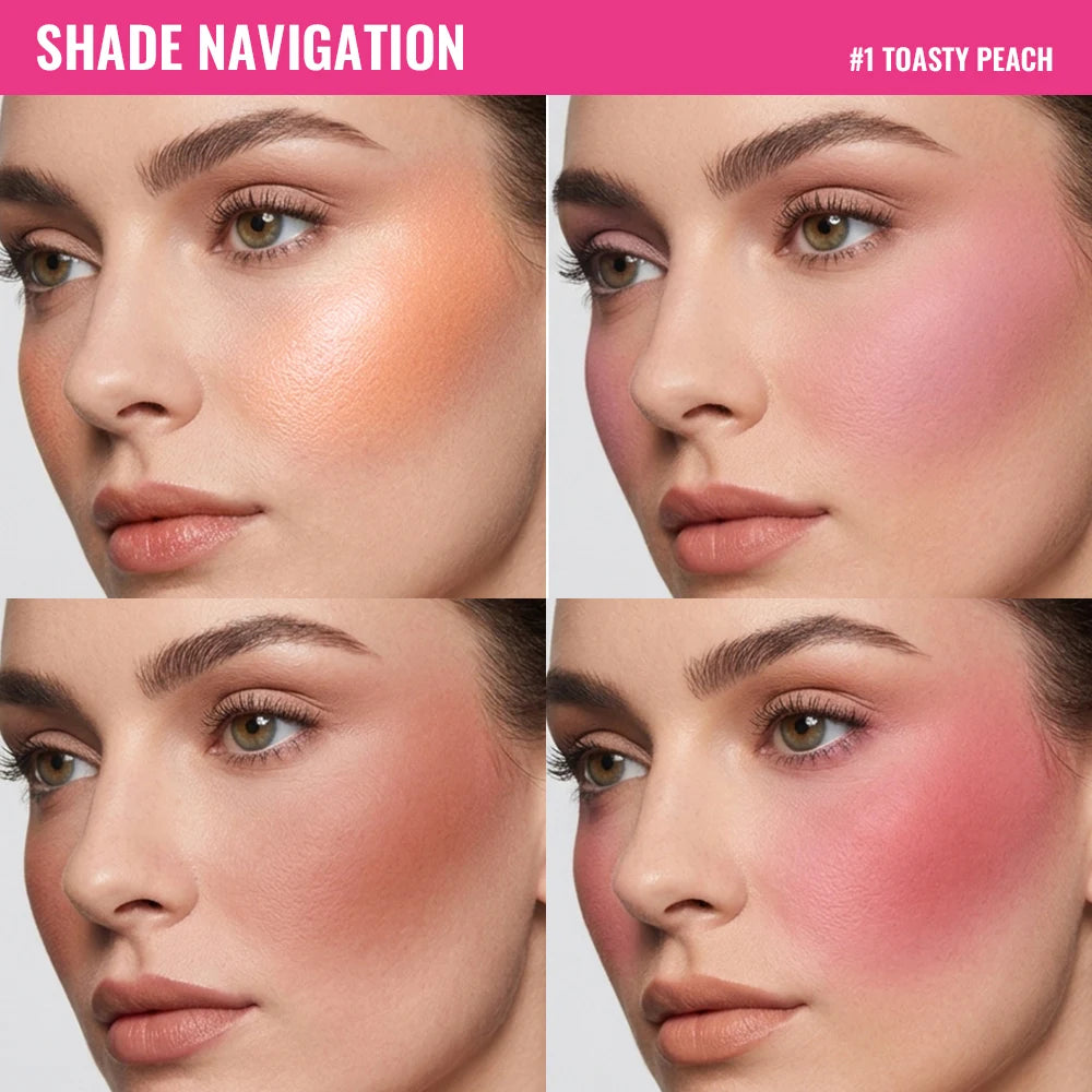 4-Color Matte Blur Filter Blush Palette with Makeup Brush
