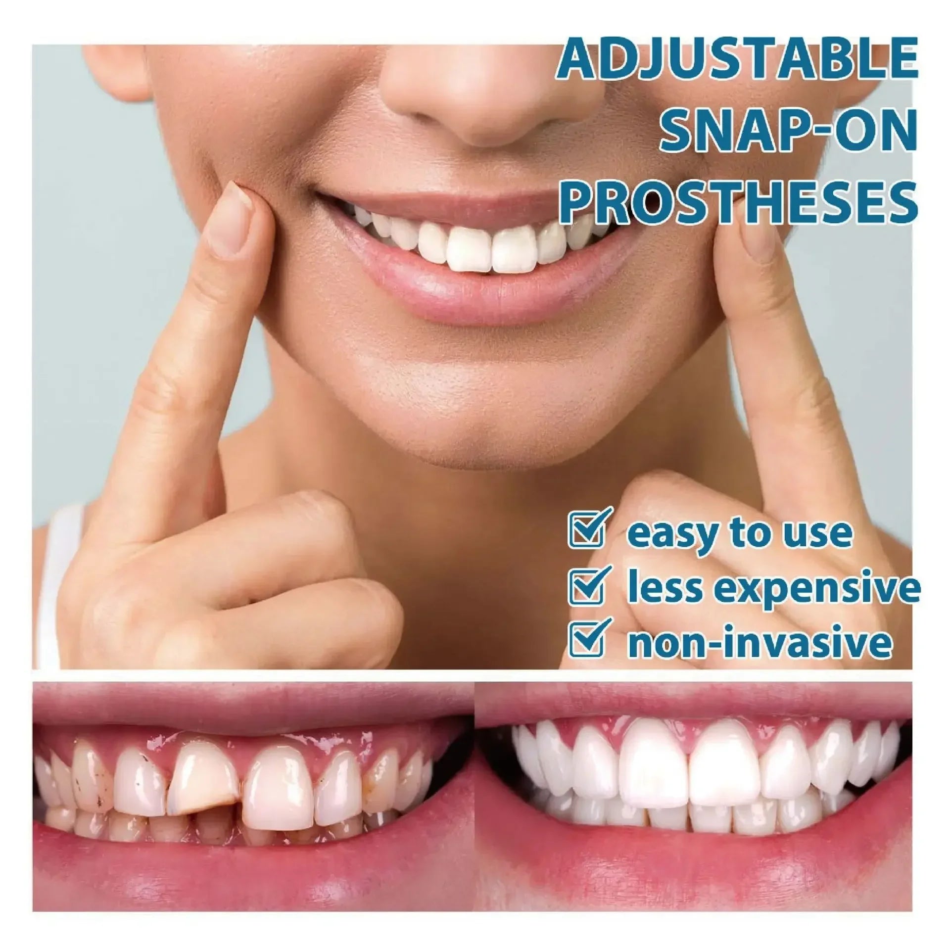 Adjustable Snap-On Dentures for Instant Smile Repair