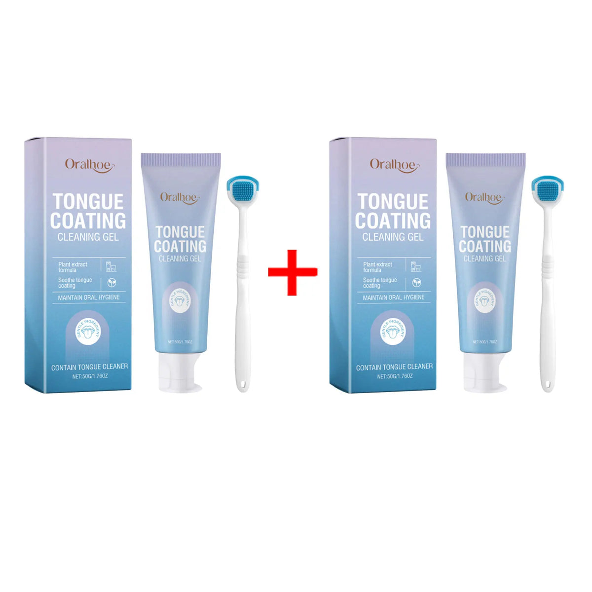 Tongue Cleaning Gel and Scraper Brush Kit for Fresh Breath