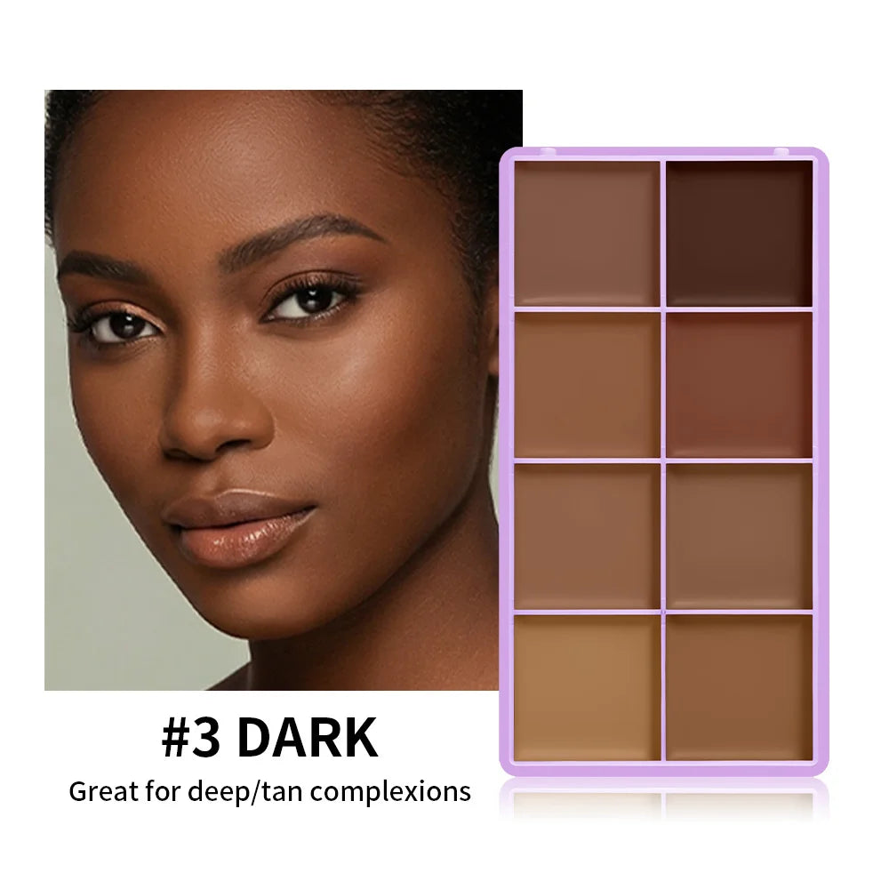 8-Shade Matte Cream Concealer Palette for Full Coverage