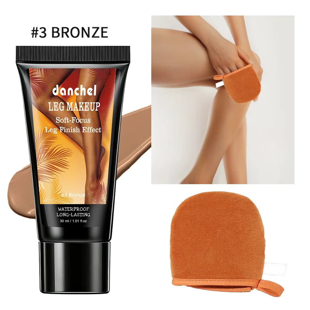Waterproof Leg Foundation and Body Makeup with Application Glove
