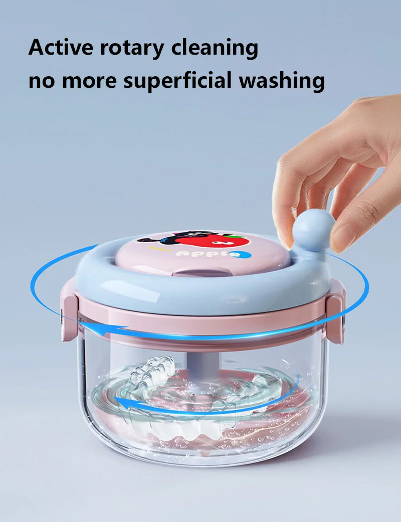 Portable Denture Cleaning Case with Rotary Brush and Storage Tray - 7