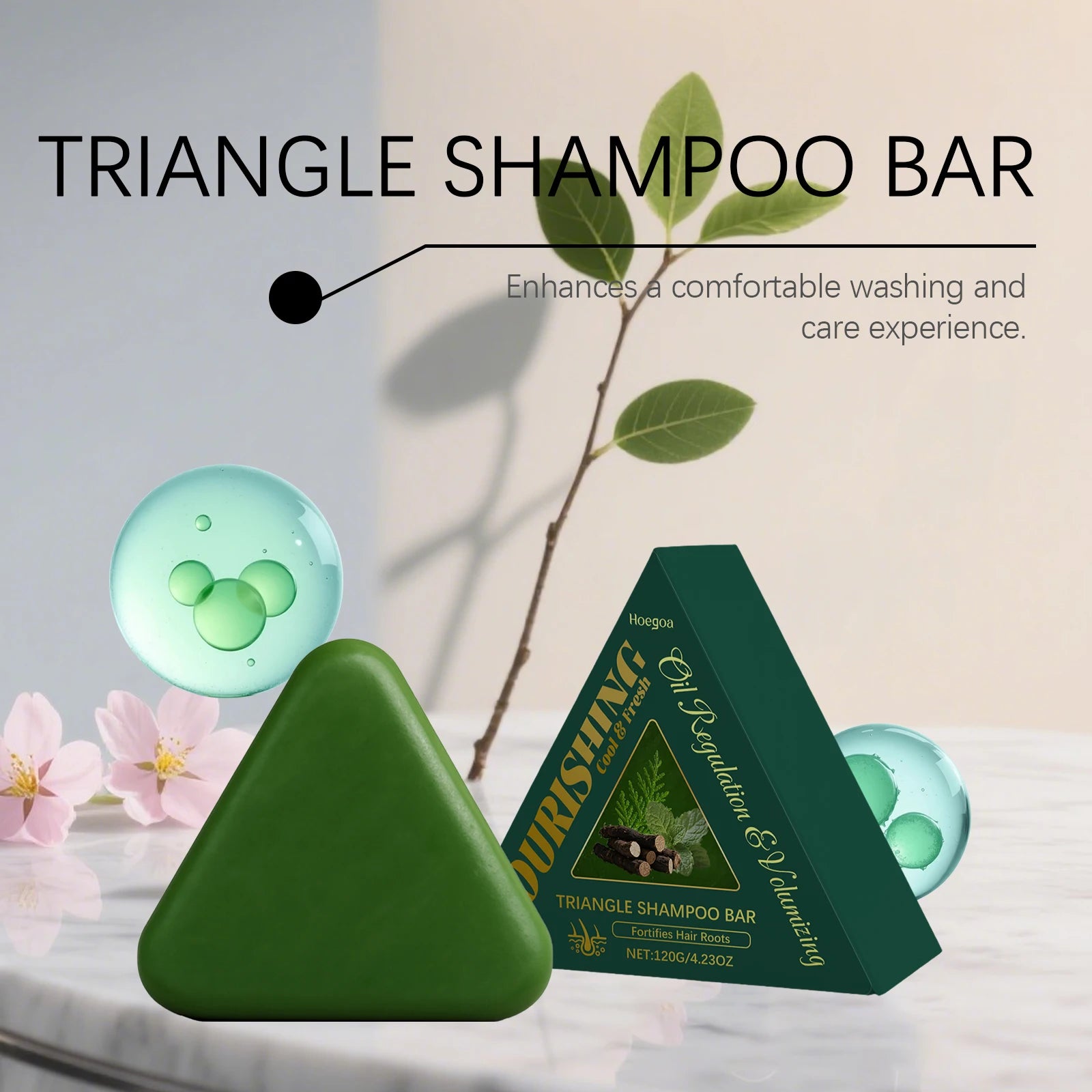 Herbal Triangle Hair Growth and Oil Control Shampoo Bar - 10