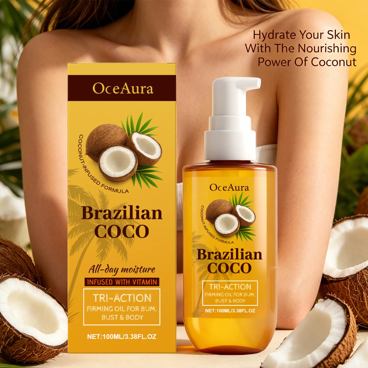 Coconut Firming and Hydrating Body Oil for Skin Elasticity