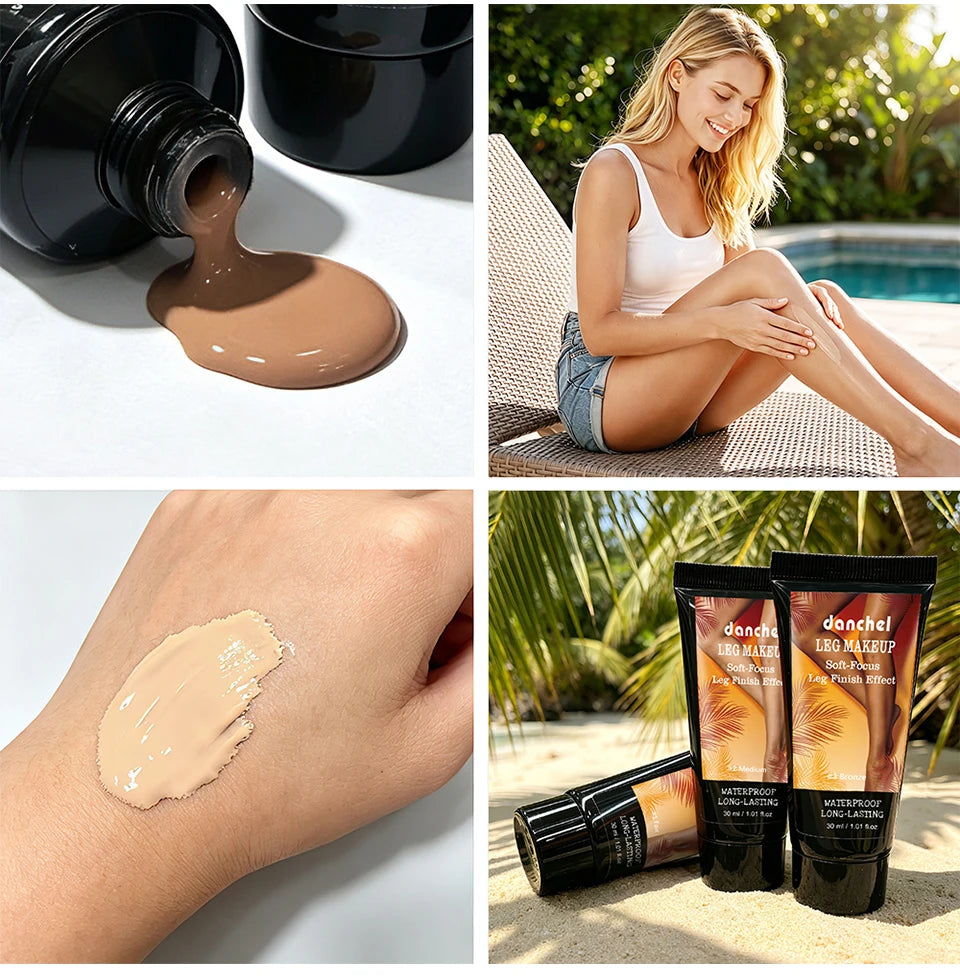 Waterproof Leg Foundation and Body Makeup with Application Glove