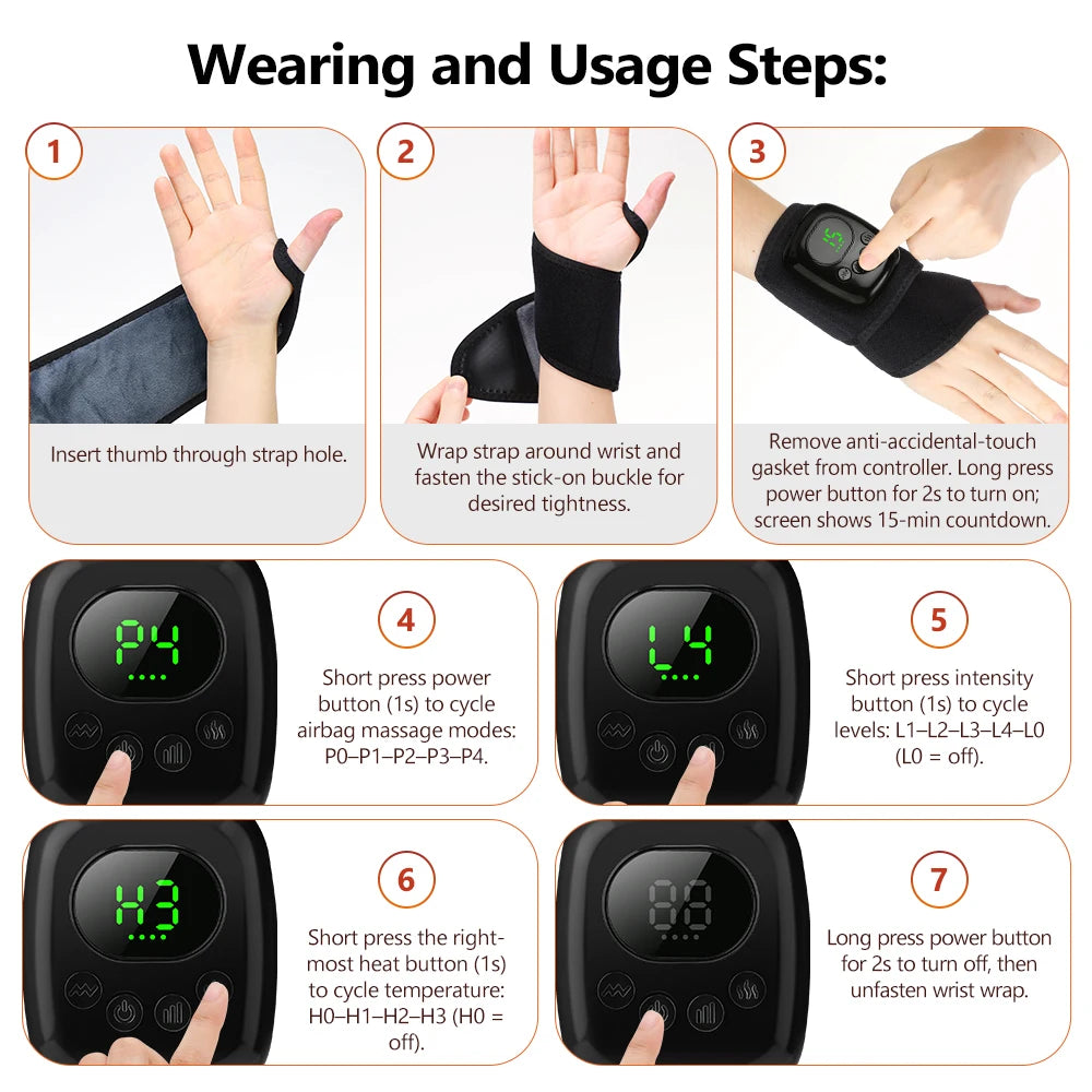 Heated Air Compression Wrist Massager - 15