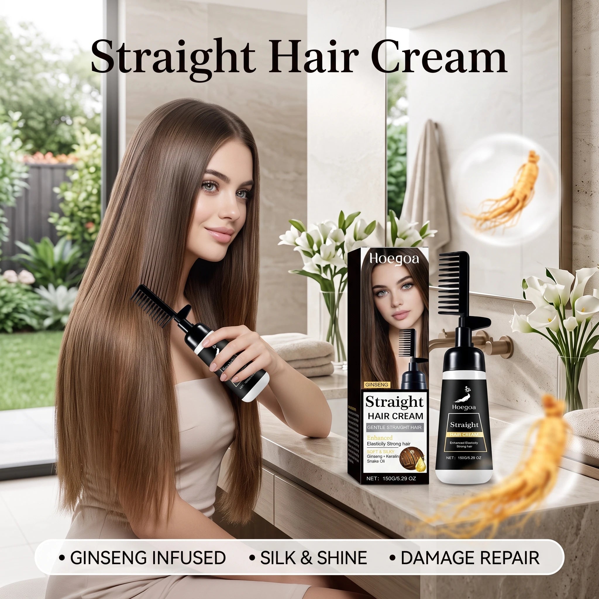 One-Step Hair Straightening Cream with Built-In Comb - 5