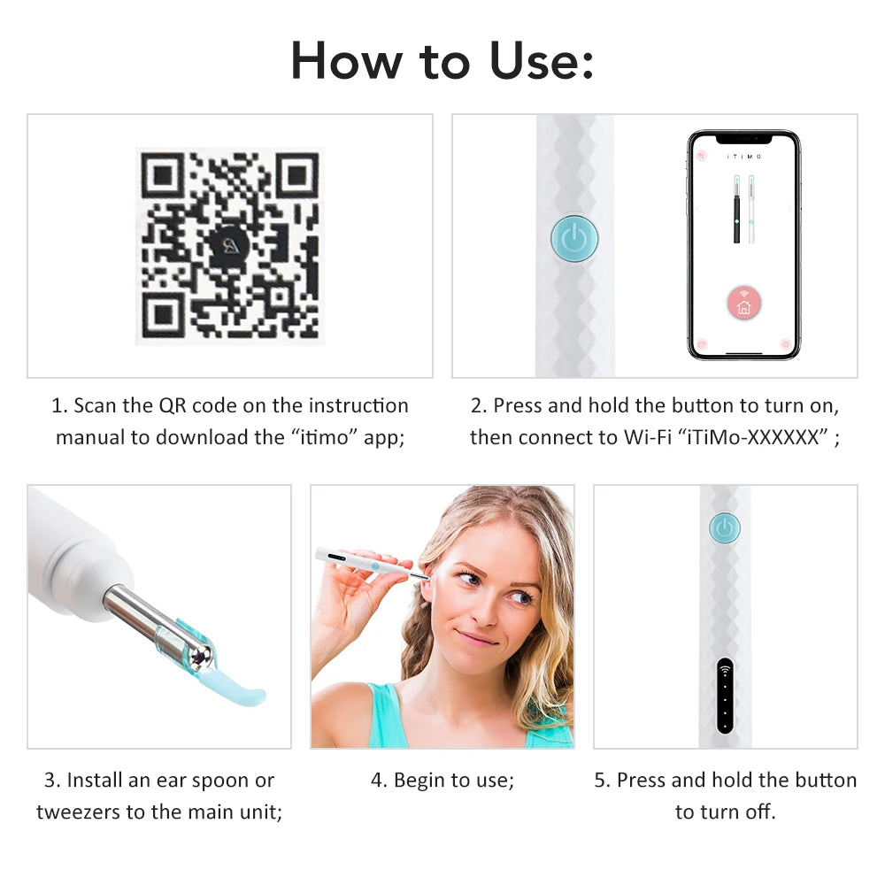 Visual Ear Wax Cleaner with HD Camera and Tweezers