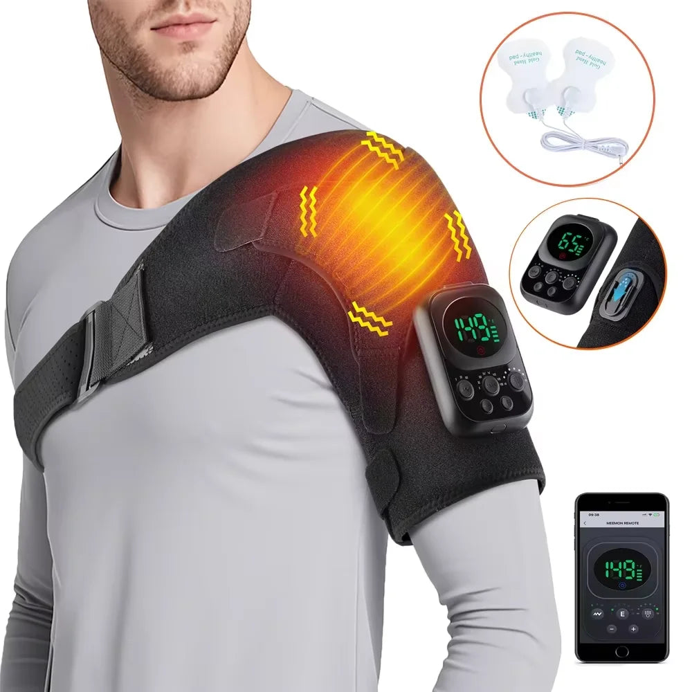 Cordless Heated Shoulder Massager with Vibration and App Control