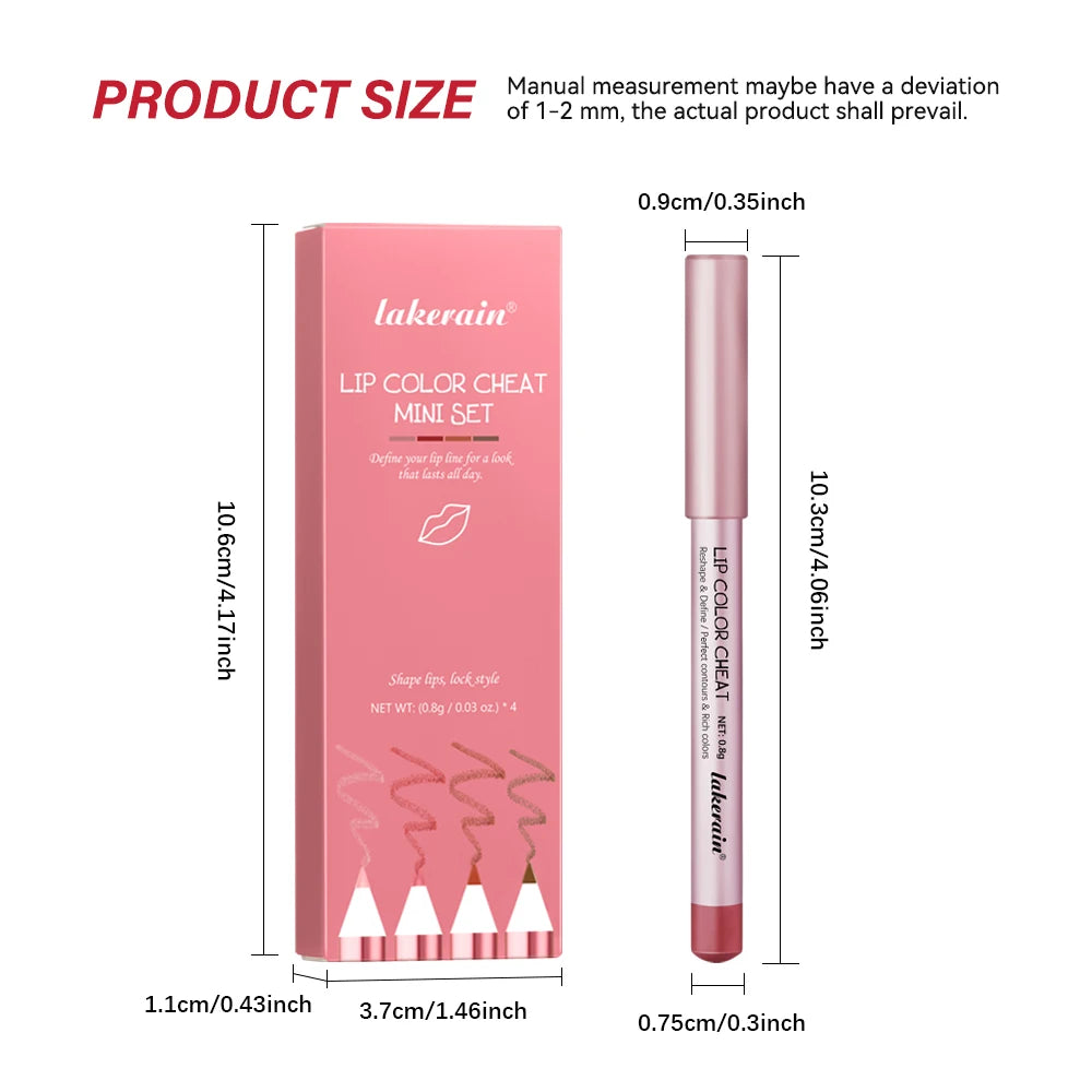 Waterproof Matte Lip Liner Pencil Set for Defined Lips - 8