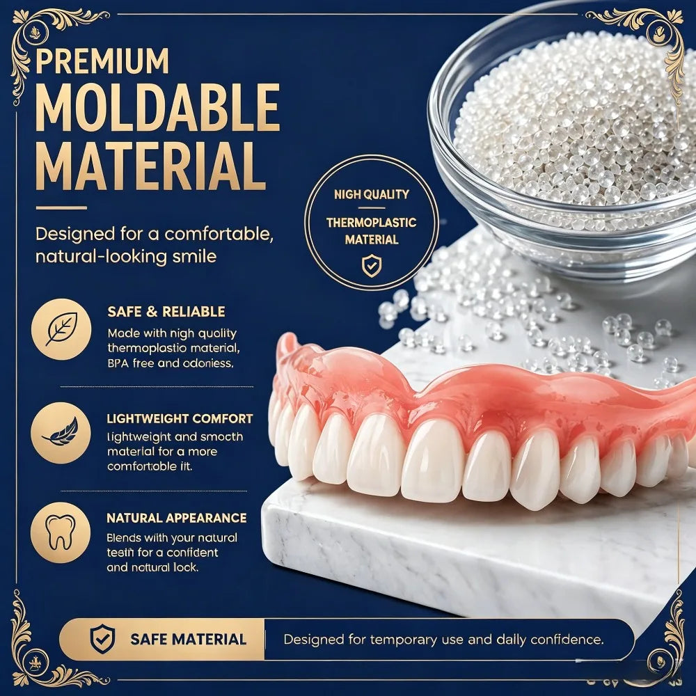 Custom Moldable Silicone Dentures - Natural Comfort Fit Fake Teeth