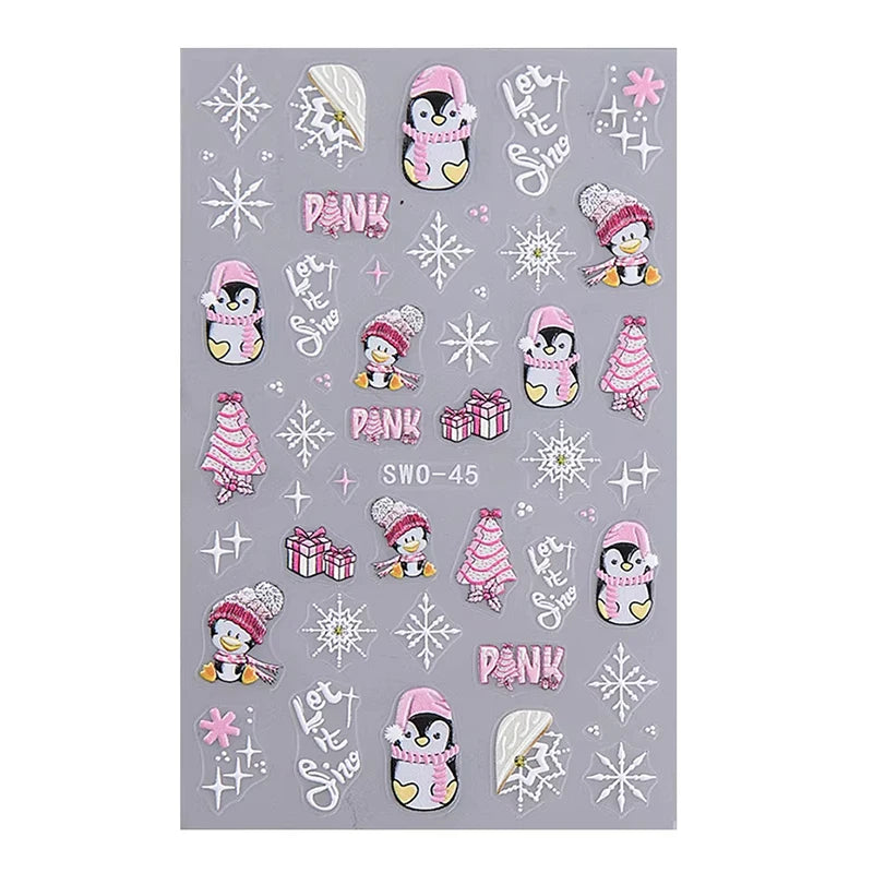3D Christmas Cartoon Nail Art Sticker Decals