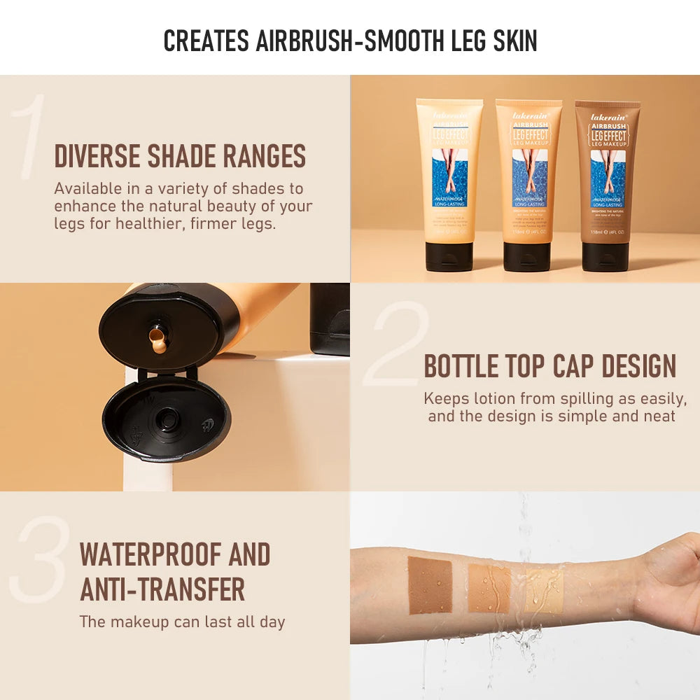 Waterproof Airbrush Leg Makeup Foundation with Applicator Glove