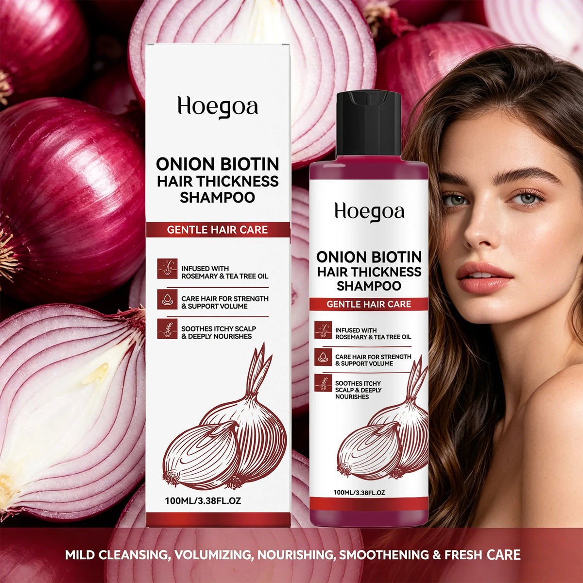 Onion Biotin Volumizing Shampoo for Hair Growth and Scalp Health