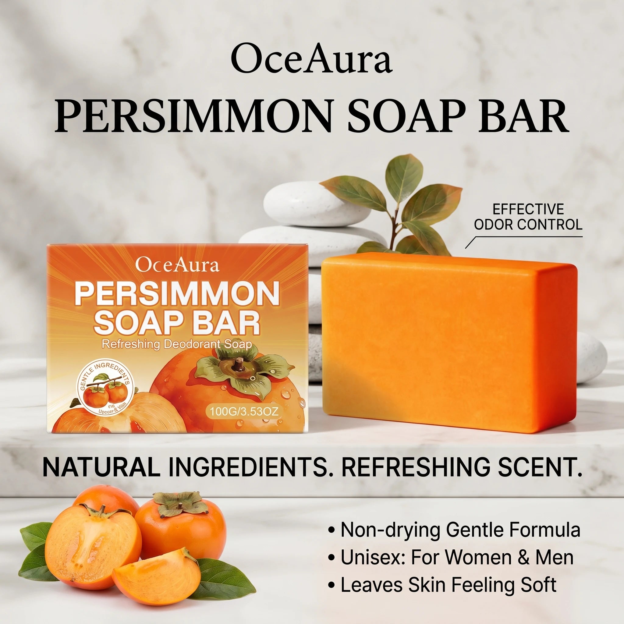 Natural Persimmon Extract Deodorizing Body Soap Bar - 9